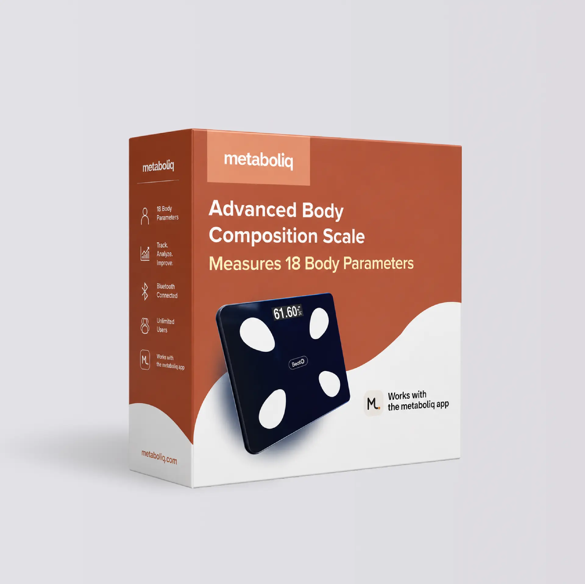 Smart Body Composition Scale — Metaboliq studio product render