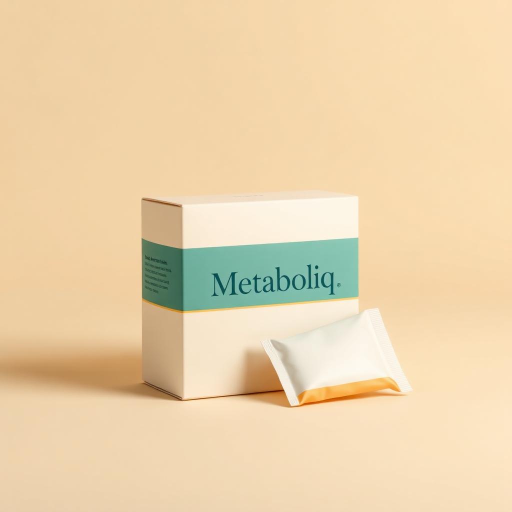 Daily Fibre Sachets — Metaboliq studio product render on ivory background