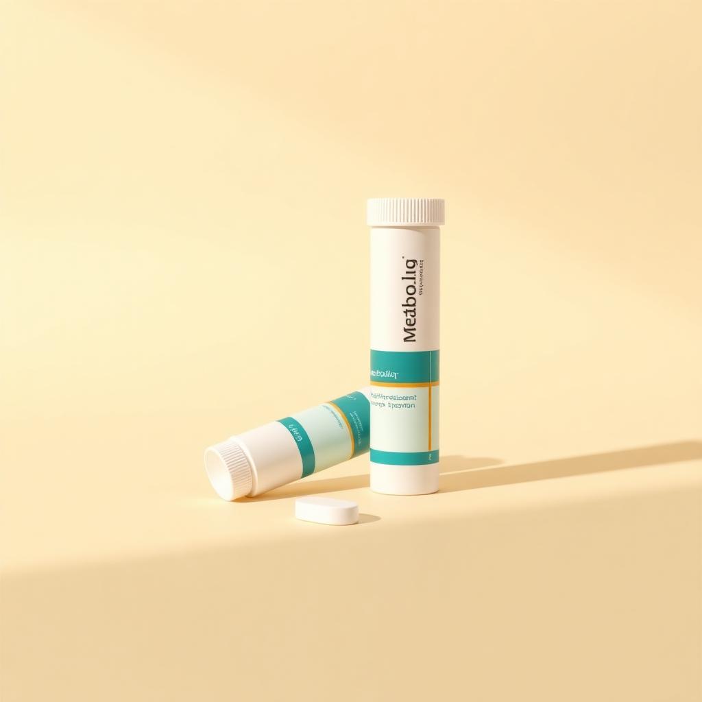 Hydration Tablets — Metaboliq studio product render on ivory background