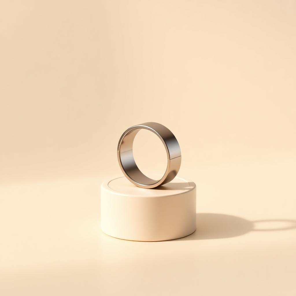 Smart Ring — Sleep & HRV — Metaboliq studio product render on ivory background